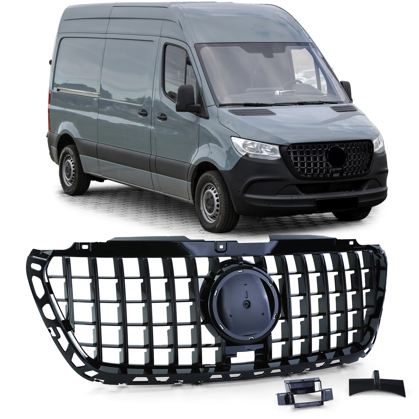 Grill passend voor Mercedes Sprinter 907 910 18- Zwart AMG Look