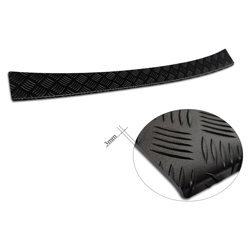 Matt Black Aluminum Rear bumper protector  Citroën Berlingo (Multispace) & Peugeot Partner 2008-2015 & 2015-2018 & 2018- & Peugeot Rifter 2018- & Opel Combo E 2018- & Toyota Proace City/Verso 2019- & Fiat Doblo 2022- 'Riffled Plate'