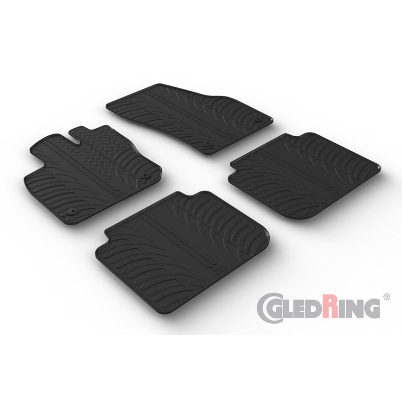 Rubber car mats set  Skoda Kodiaq II (PS7) 2024- (T profile 4-pieces + mounting clips)
