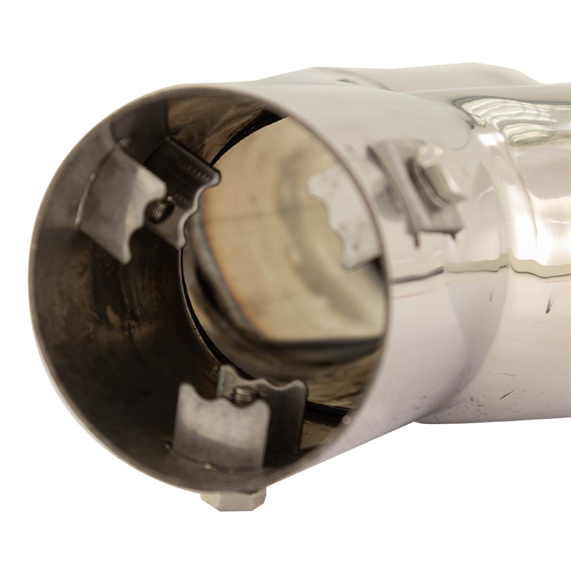 Simoni Racing Exhaust Tip Double Round Inox - Ø63xL220mm - Installation ->60mm