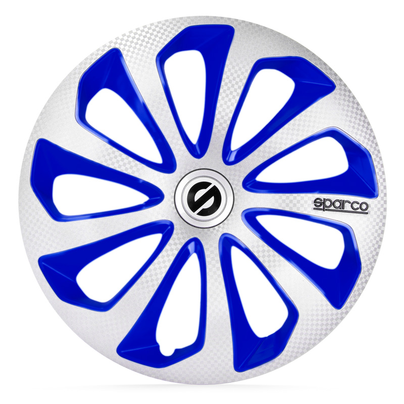 Sparco Wheel Covers Sicilia - 14-inch - Silver/Blue/Carbon - Set of 4 pieces