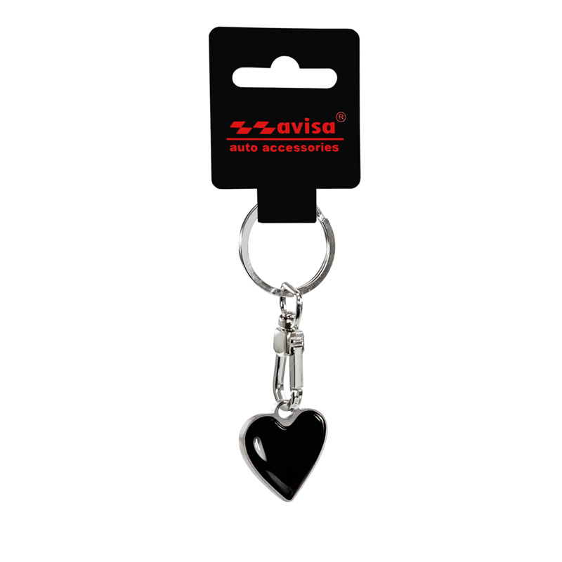 Stainless steel key chain - 'Heart' black