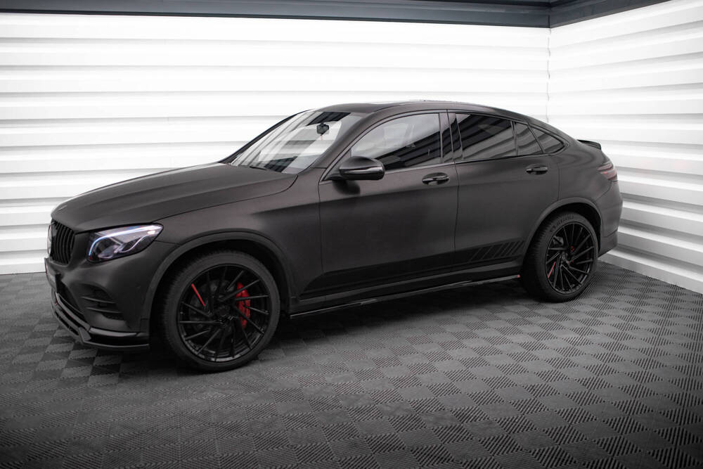 Zijskirts passend voor Mercedes GLC AMG Pakket X253 Maxton Glans Zwart