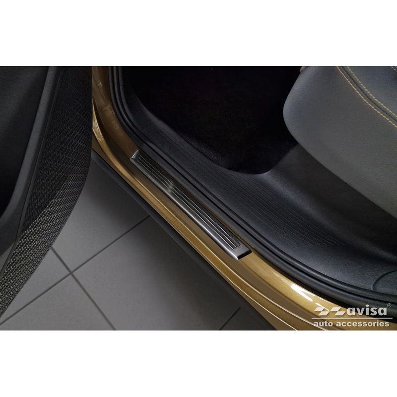 Black Inox door sill protectors  Skoda Kodiaq II (PS7) 2024- 'Lines' - 4-pieces