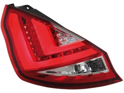 Ford Fiesta LED Tail Lights Red/Chrome 08-