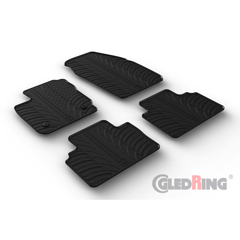 Rubber car mats set  Ford Tourneo Courier Kombi/Passenger 2014-2023 (T profile 4-pieces + mounting clips)
