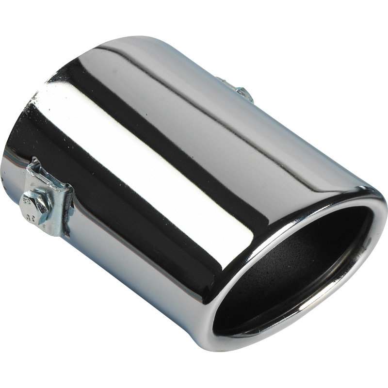 Exhaust finisher Steel/Chrome - oval 80x60mm - length 105mm - ->55mm connection