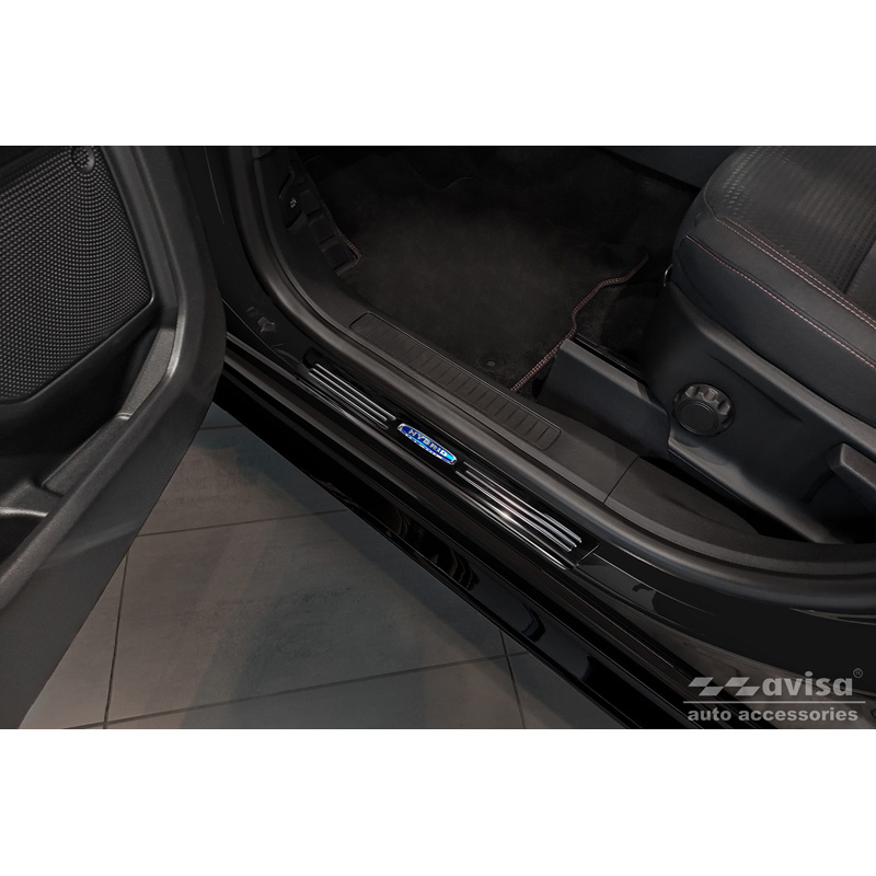 Black Inox door sill protectors  Ford Kuga III 2019-2024 & FL 2024- 'Hybrid' - 4-pieces