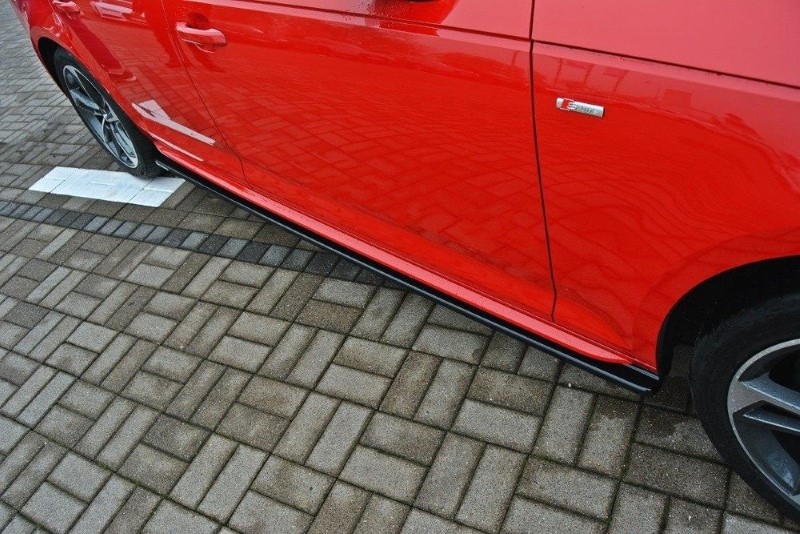 Zijskirts passend voor Audi S4 / A4 S-Line B9 Maxton Glanzend Zwart
