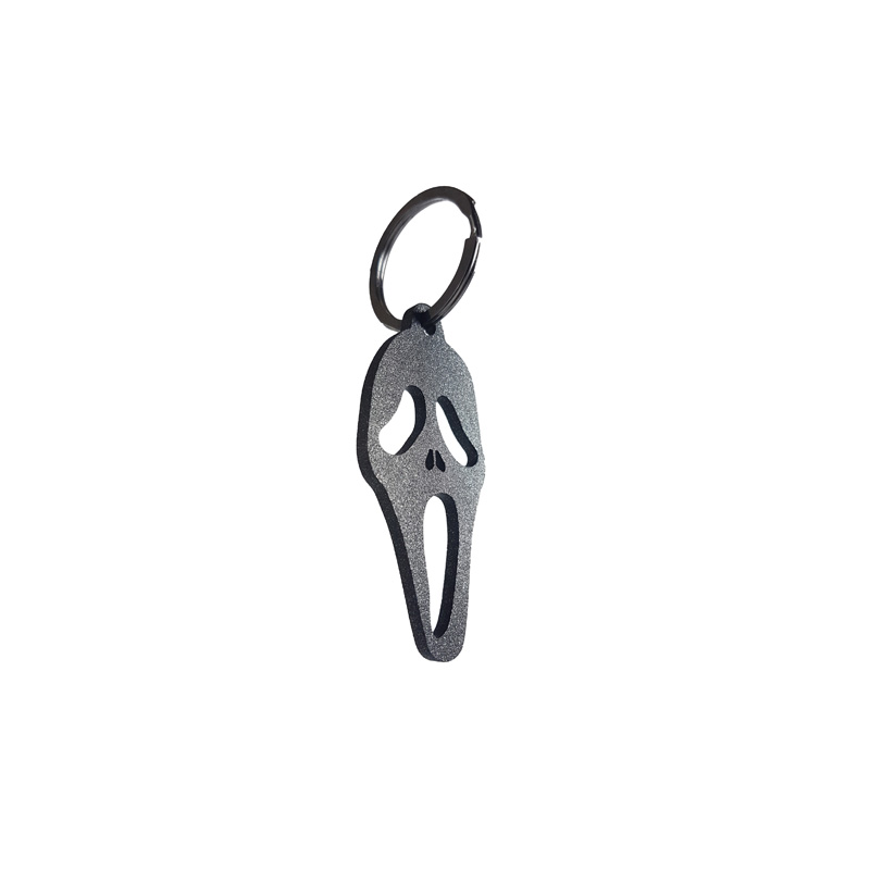 Stainless steel key chain - 'Ghost' (black, glitter)
