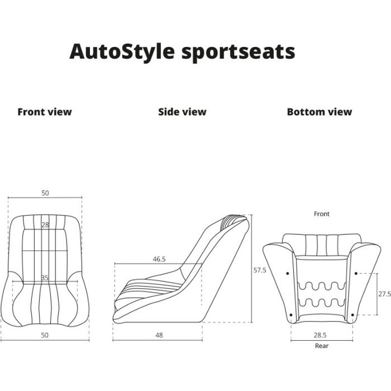 Sport seat 'Classic' - Beige Synthetic leather - Non-reclinable back-rest - incl. slides