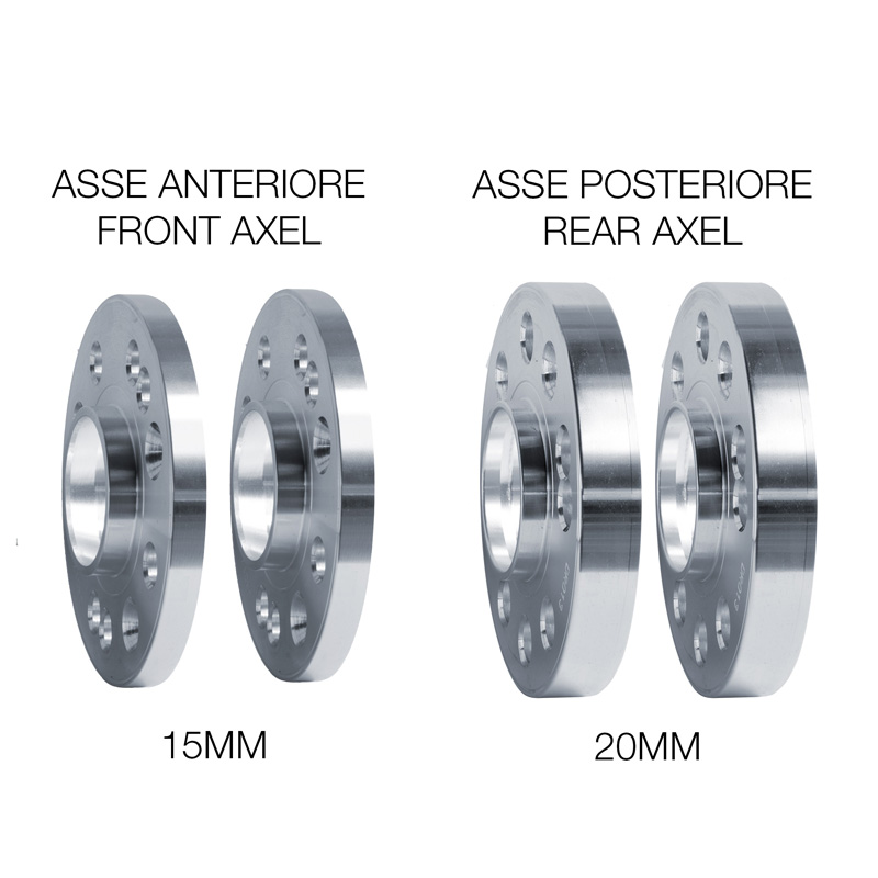 Simoni Racing Aluminium Wheel Spacer Kit - 2x15mm(FA) - 2x20mm(RA) (Hub 57,1mm) including wheel bolts -  Audi, VW, Seat, Cupra various