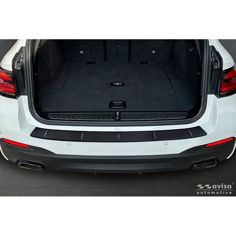 Avisa Matt Black Stainless Steel Rear bumper protector  BMW 5 Series Touring (G31) Facelift 2020-2024 with M-Package 'Ribs'