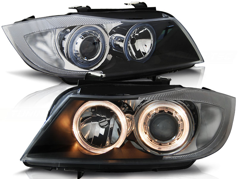 Headlights BMW 3 serie E90 Angel Eyes Black