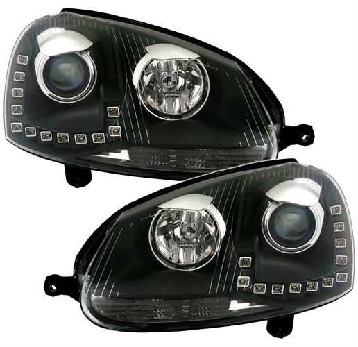 Headlights VW Golf V DRL GTI DRL Look Black