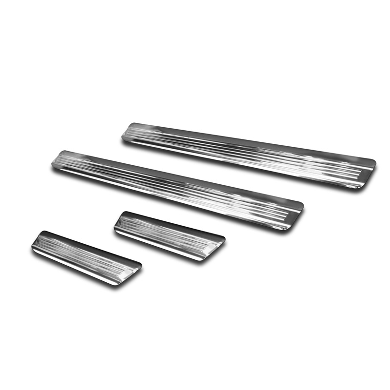 Silver-Mirror Inox door sill protectors  Volkswagen Golf VIII HB/Variant 2020-2024 & FL 2024- 'Lines' - 4-pieces