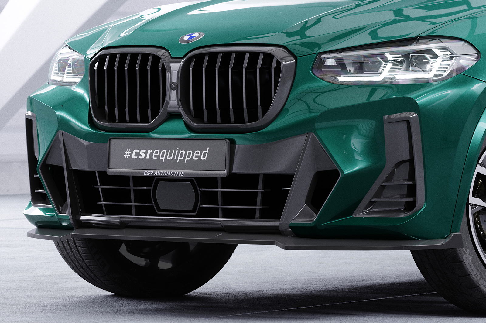Voorspoiler passend voor BMW X3 G01 M pakket FL CSR Glans Zwart