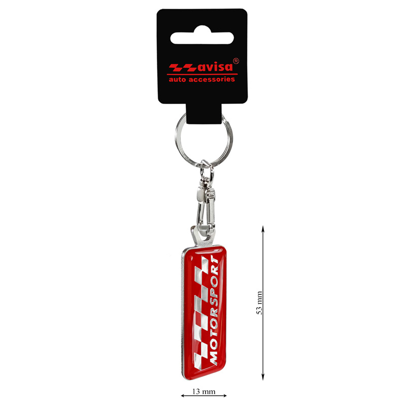 Stainless steel key chain - 'Motorsport' Red