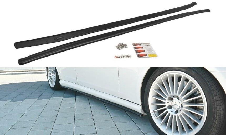 Zijskirts passend voor Mercedes CLS W219 55 AMG Maxton Design glans zwart