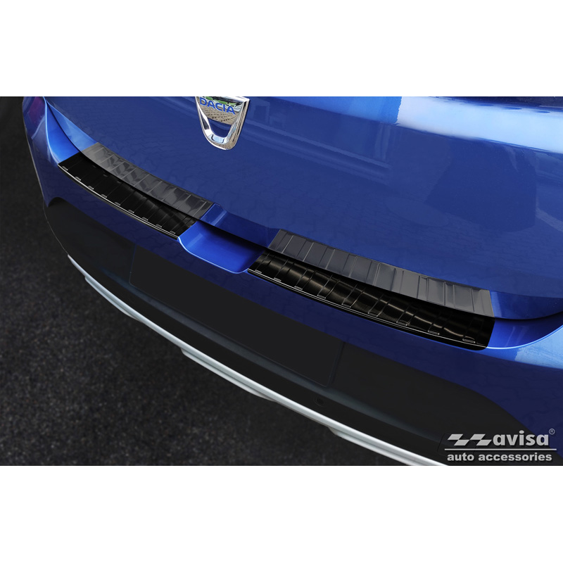 Black Stainless Steel Rear bumper protector  Dacia Sandero III 2020-2022 & Facelift 2022- incl. Stepway 'Ribs' (2-pieces)