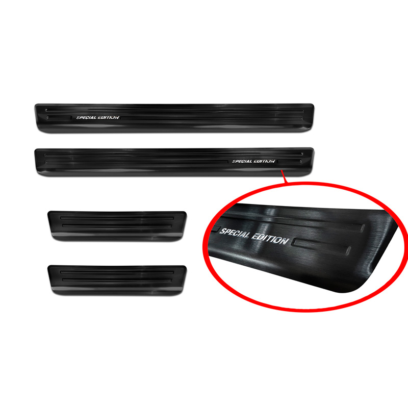 Black Inox door sill protectors  Opel Corsa F HB 5-doors 2019- 'Special Edition' - 4-pieces (excl. Equipment Ultimate)