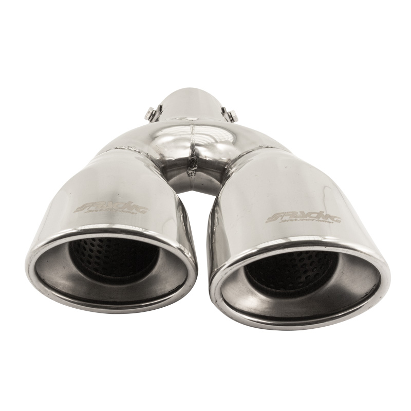Simoni Racing Exhaust Tip Double Oval/Slanting Inox - 167x67xL220mm - Installation 37->57mm - Left