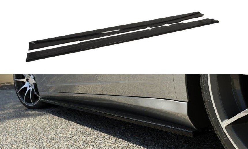 Zijskirts passend voor Mercedes CLS W219 Maxton Design glans zwart