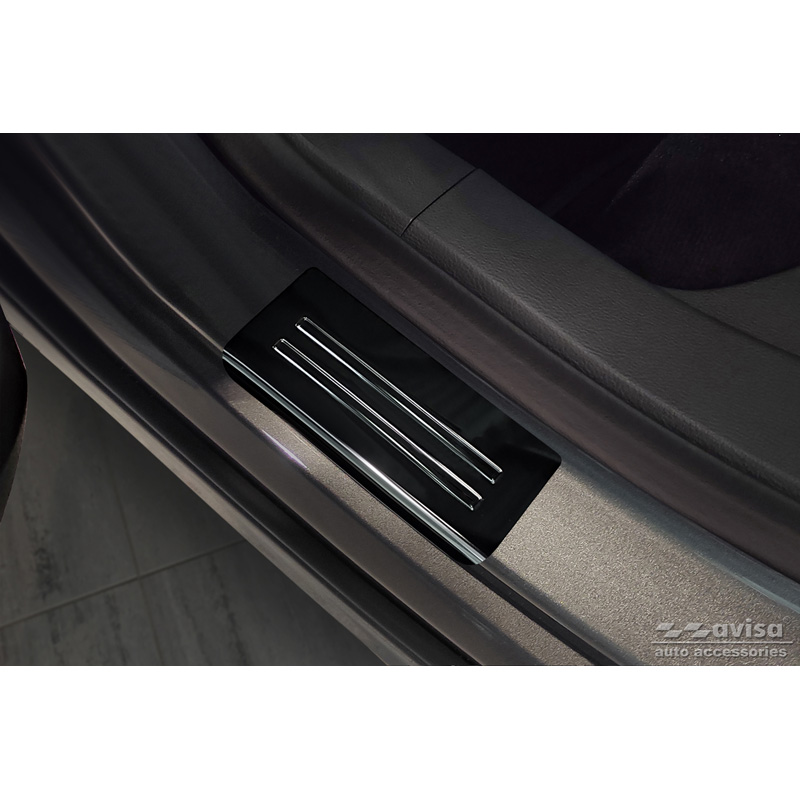 Black Inox door sill protectors  Ford Mondeo V Turnier 2014-2019 & Facelift 2019- 'Hybrid' - 4-pieces