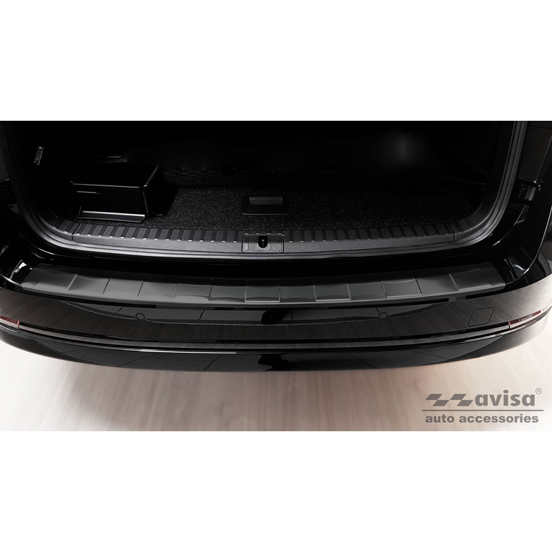 Black Stainless Steel Rear bumper protector  Skoda Octavia IV Kombi 2020-2024 & FL 2024- (incl. RS, excl. Scout) 'Ribs'
