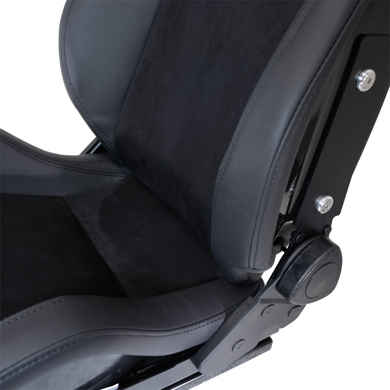 Sport seat 'NK Premium' - Black Suede + Black PVC leather - Dual-side reclinable fibreglass back-rest - incl. slides