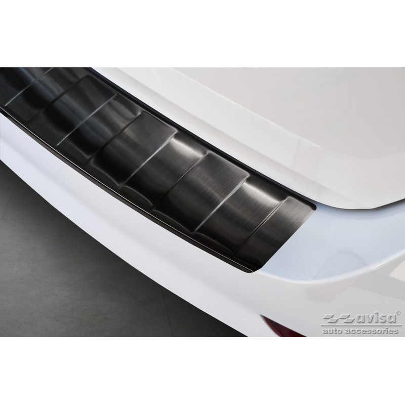 Black Stainless Steel Rear bumper protector  Skoda Fabia III Combi FL 2018- 'Ribs'
