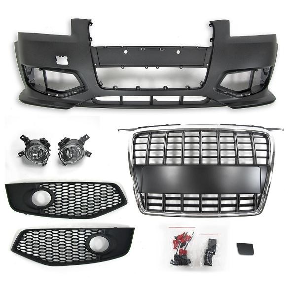 Voorbumper passend voor Audi A3 8P met sportgrill chroom/zwart 05-08 ABS
