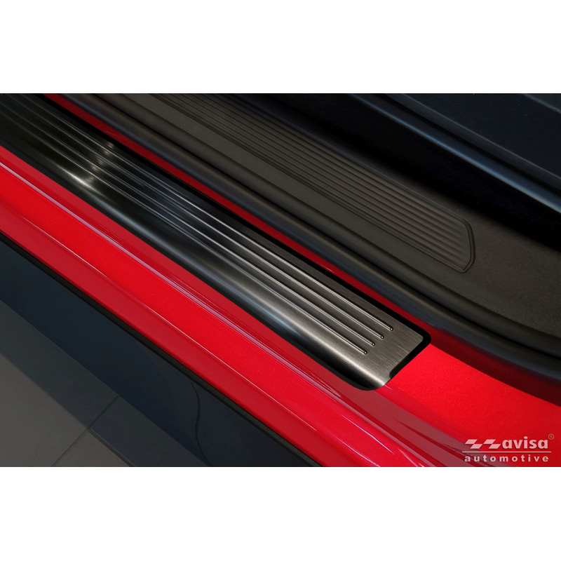 Avisa Black Inox door sill protectors  Volkswagen ID.3 2020-2023 & FL 2023- / Cupra Born 2021- / MG 4 2022- / MG HS II 2024- 'Lines' - 4-pieces