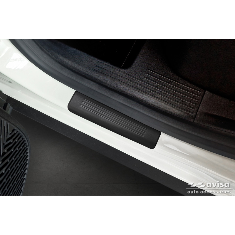 Black Inox door sill protectors  Dacia Duster III 2024- - 'Lines' - 4-pieces