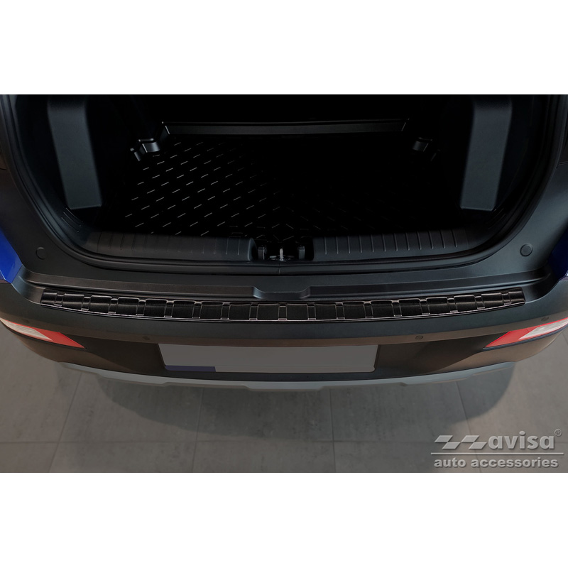 Black Stainless Steel Rear bumper protector  Hyundai Bayon 2021- 'Ribs'