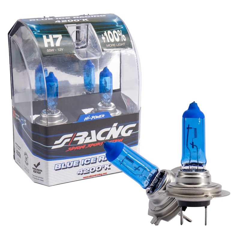 Simoni Racing Halogen Bulbs 'Blue Ice Racing' H7 (4200K) 12V/55W, set of 2 pieces ECE-R37