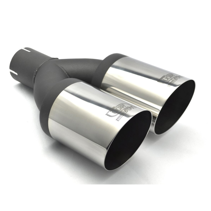 Ulter Sport Exhaust finisher - Double Round Ø90mm Slanted - Length 290mm - Installation ->50mm - Inox