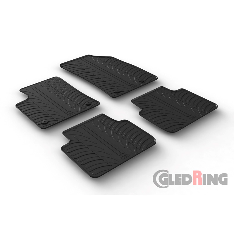 Rubber car mats set  Opel Crossland X 6/2017-1/2021 (T profile 4-pieces + mounting clips)