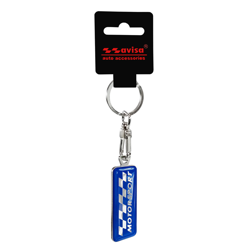 Stainless steel key chain - 'Motorsport' Blue