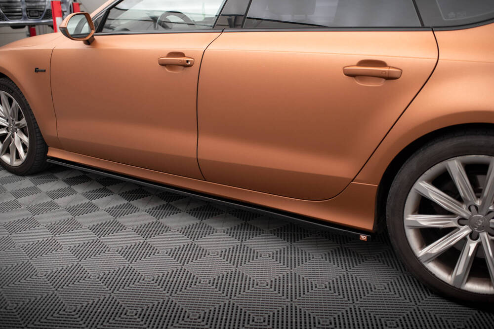 Zijskirts passend voor Audi A7 C7 Maxton Glans Zwart