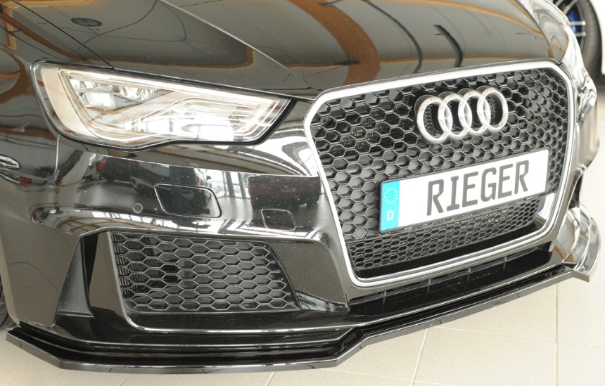 Voorspoiler passend voor Audi RS3 8V Sportback Rieger glans zwart