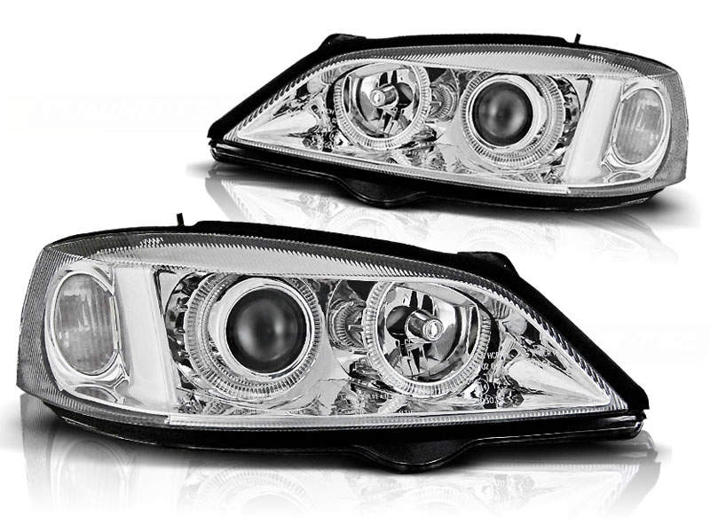Headlights Opel Astra G Angel Eyes Chrome