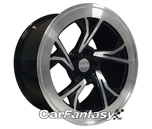 RADI8 C5 8.5x19 5x112 45 Gloss black machine face 66,6 Velgen