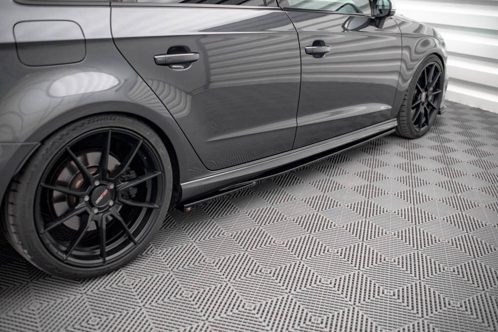 Zijskirts passend voor Audi S3 Sportback 8V FL Maxton Glans Zwart