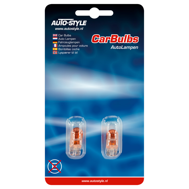 T-10 12V/5W Bulbs 12V Amber (Coated), set of 2 pieces