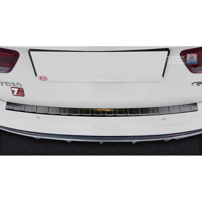 Black Stainless Steel Rear bumper protector  Kia Optima Sedan 2015- Ribs'