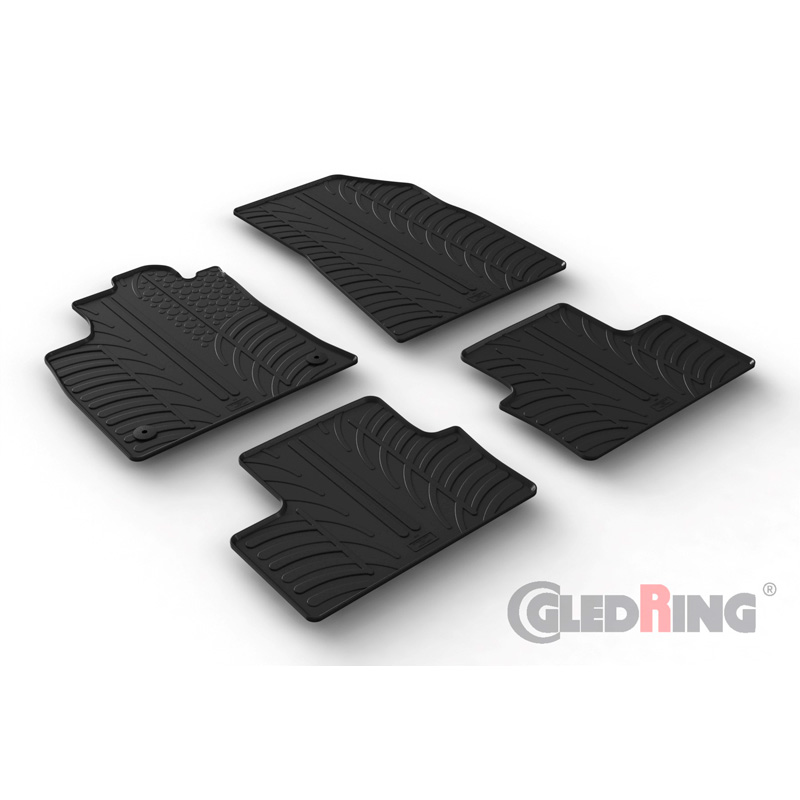 Rubber car mats set  Renault Clio V HB 9/2019- (T profile 4-pieces + mounting clips)