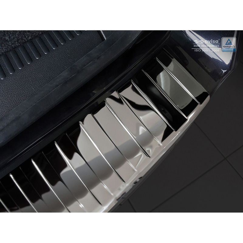 Black Mirror Stainless Steel Rear bumper protector  Skoda Octavia III Kombi Facelift 2017-2020 'Ribs'