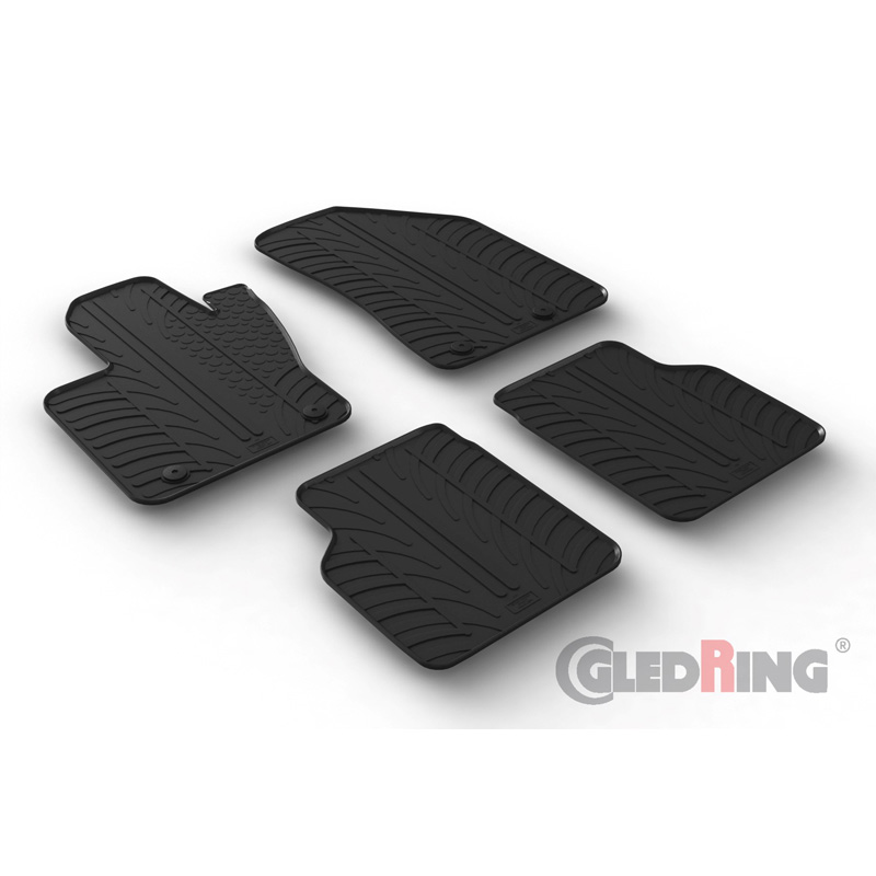 Rubber car mats set  Jeep Compass 5/2017- (T profile 4-pieces + mounting clips)