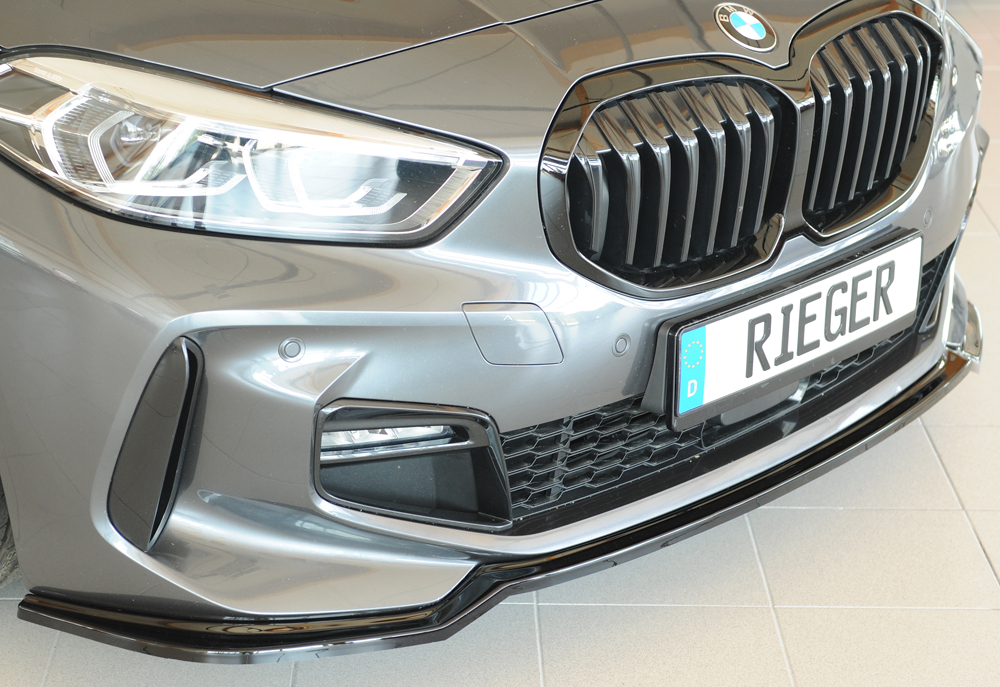 Voorspoiler passend voor BMW 1 Serie F40 Rieger Glans Zwart